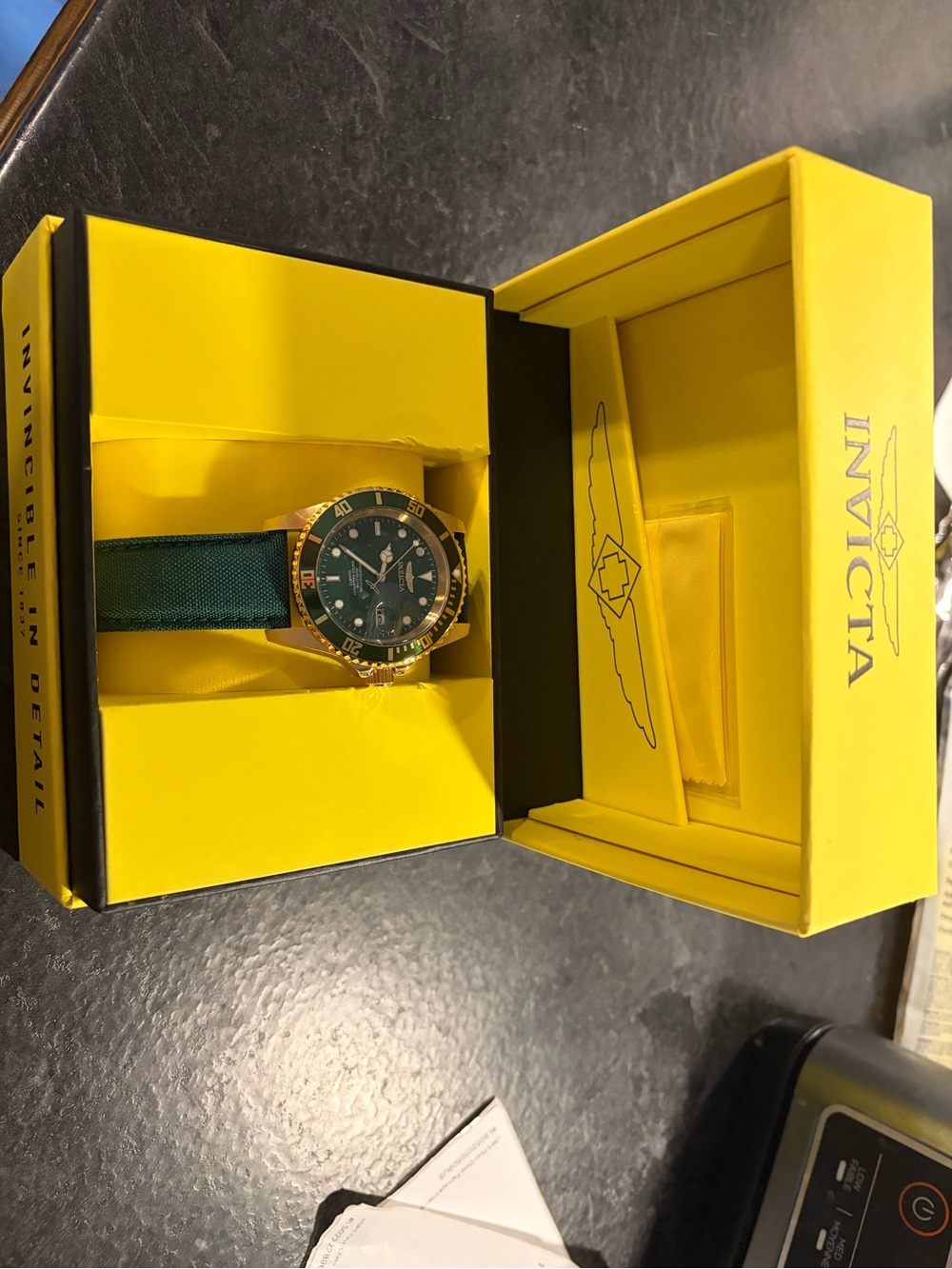 Invicta Green Dial with Gold-Tone Bezel Men's Watch